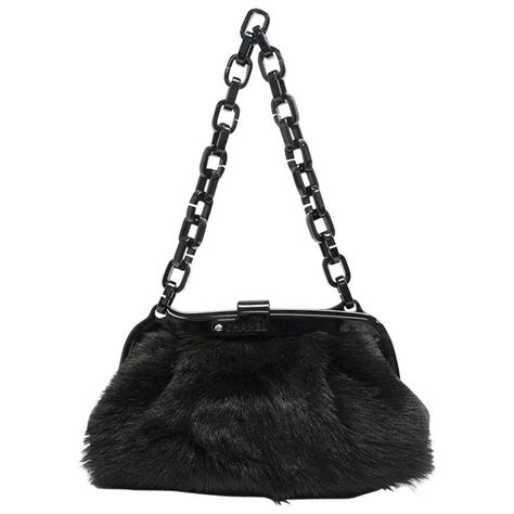 chanel black fur handbag|black chanel boyfriend bag.